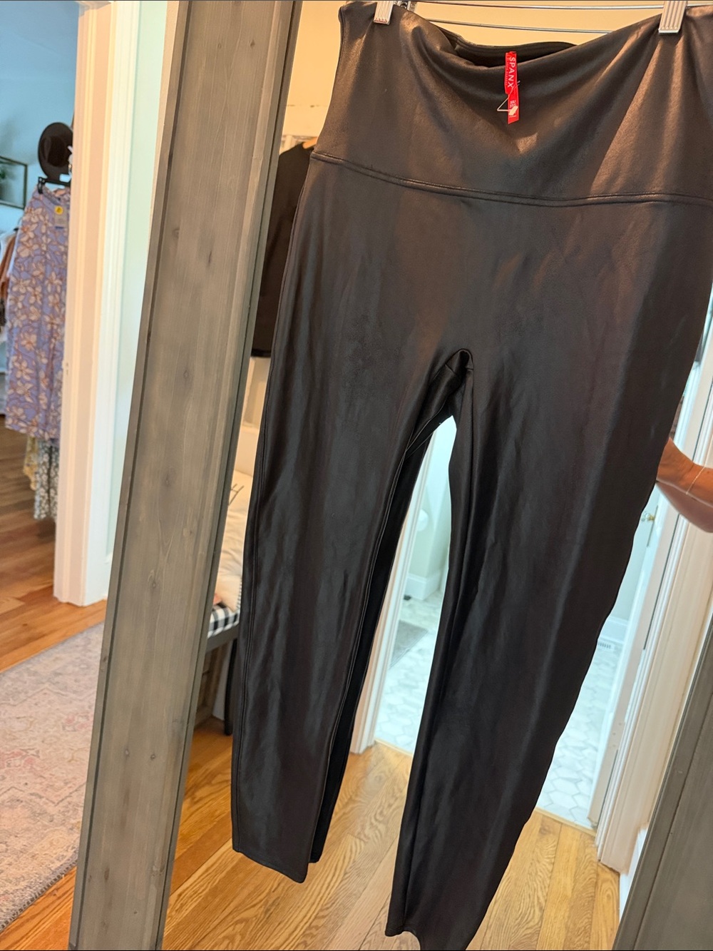 SPANX Black Faux Leather-Look Leggings Sz 3x NWOT